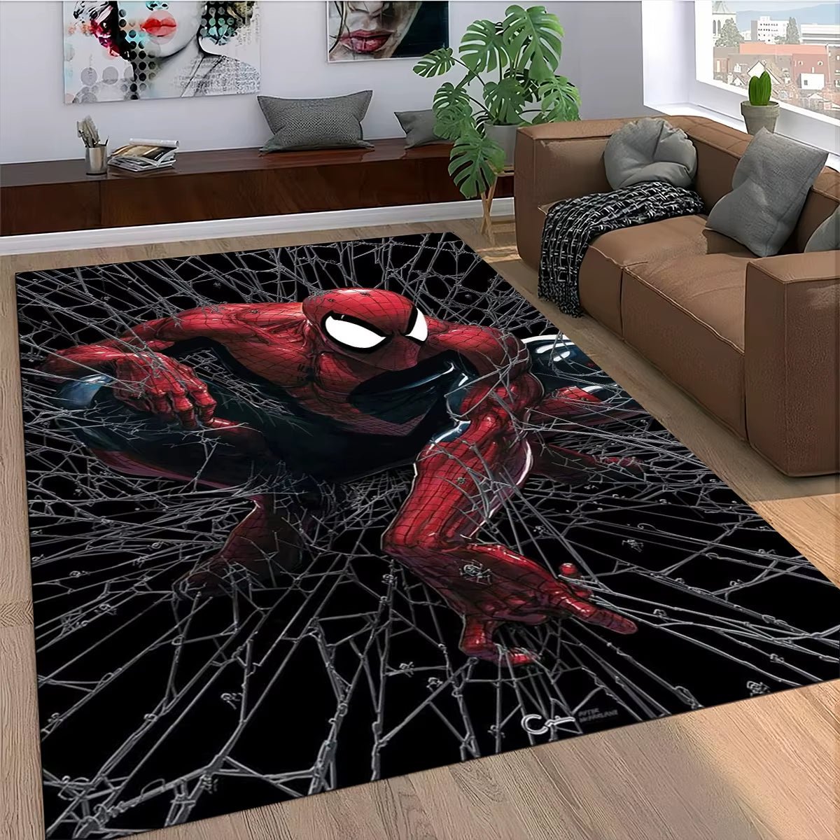 Marvel Superhero Series Spider Man Cartoon Carpet Rug for Bedroom Living Room Home Sofa Decoration,Kid Decor Floor Mat - FLUFFI
