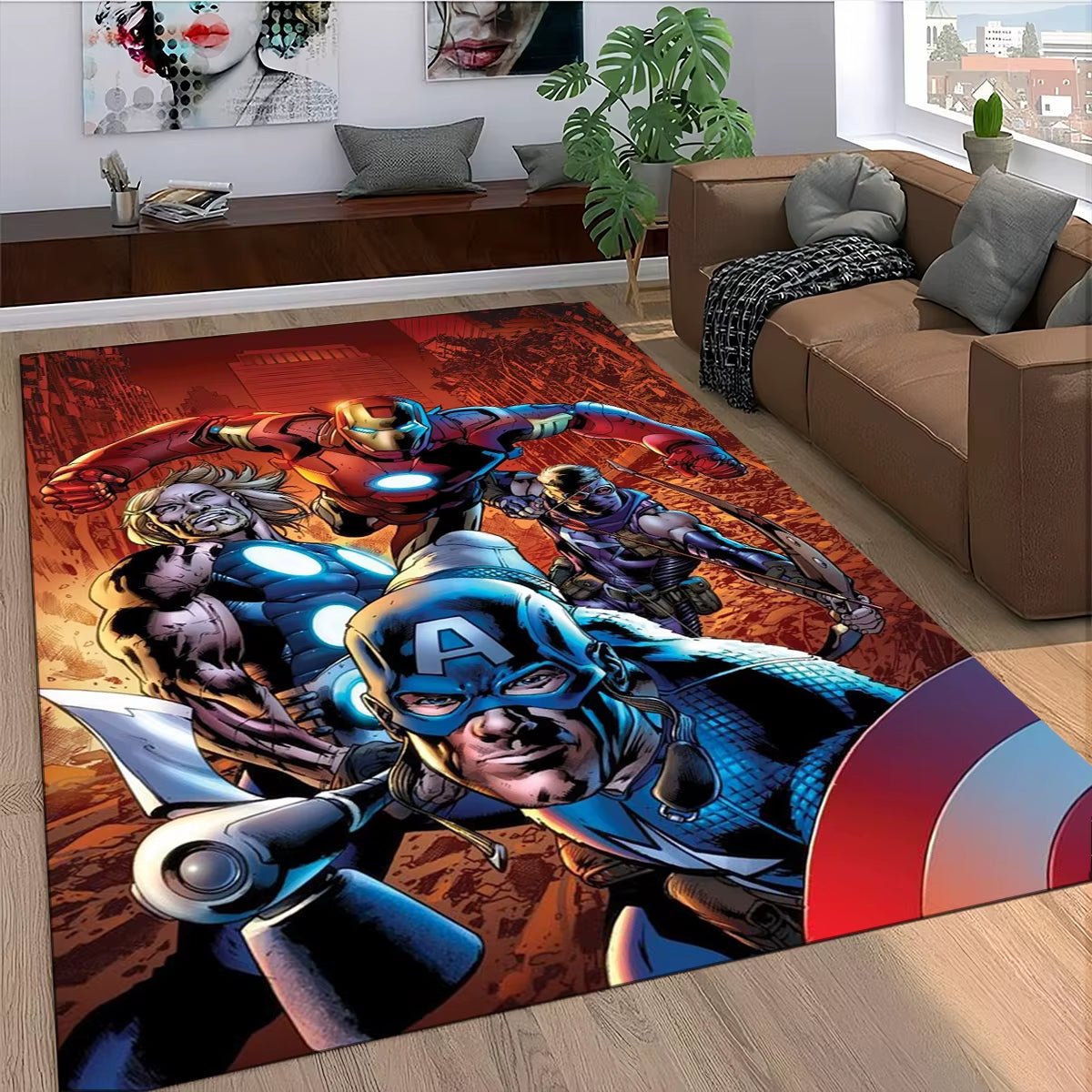 Marvel Superhero Series Spider Man Cartoon Carpet Rug for Bedroom Living Room Home Sofa Decoration,Kid Decor Floor Mat - FLUFFI