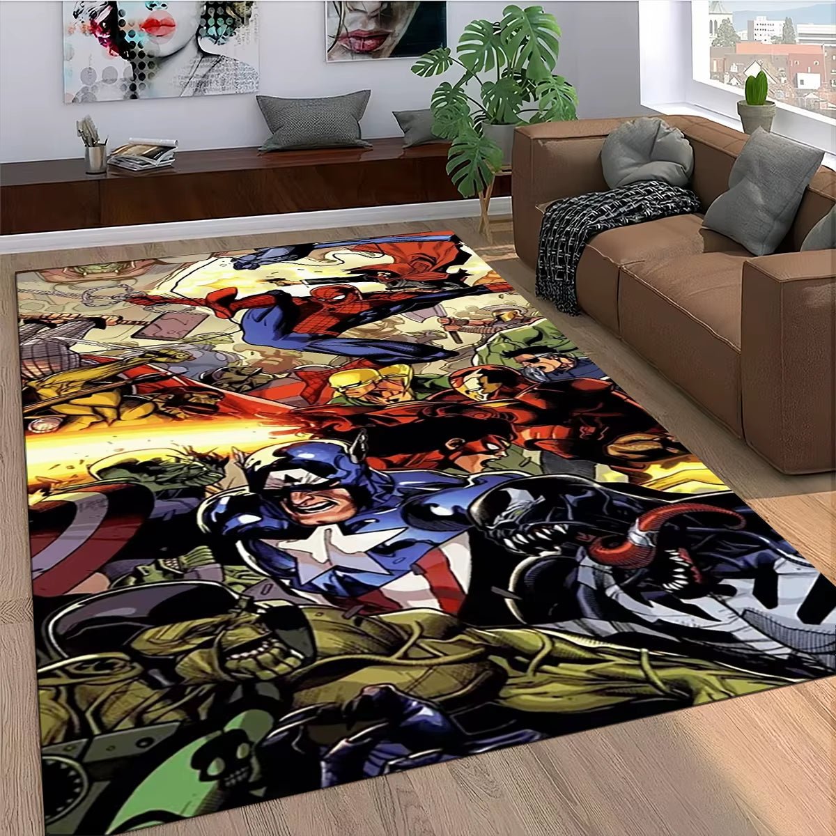 Marvel Superhero Series Spider Man Cartoon Carpet Rug for Bedroom Living Room Home Sofa Decoration,Kid Decor Floor Mat - FLUFFI
