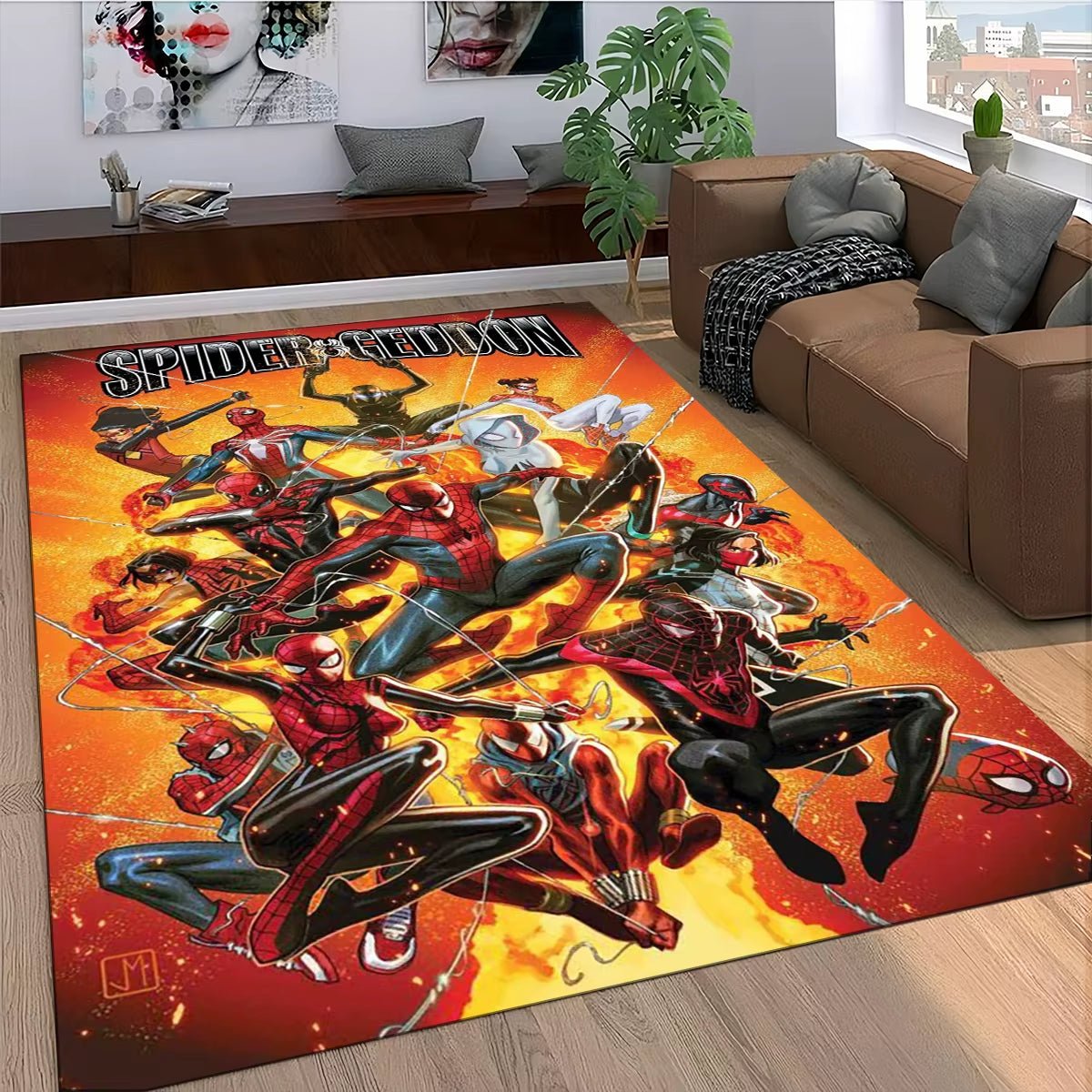 Marvel Superhero Series Spider Man Cartoon Carpet Rug for Bedroom Living Room Home Sofa Decoration,Kid Decor Floor Mat - FLUFFI