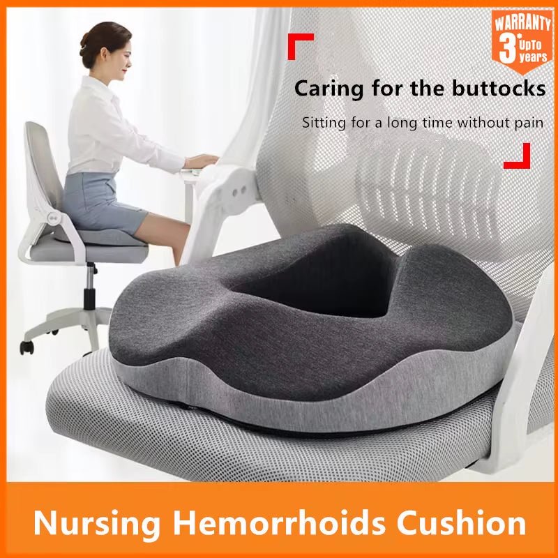 Memory Foam Seat Cushion - Non Slip - Orthopedic Prostate Cushion - FLUFFI