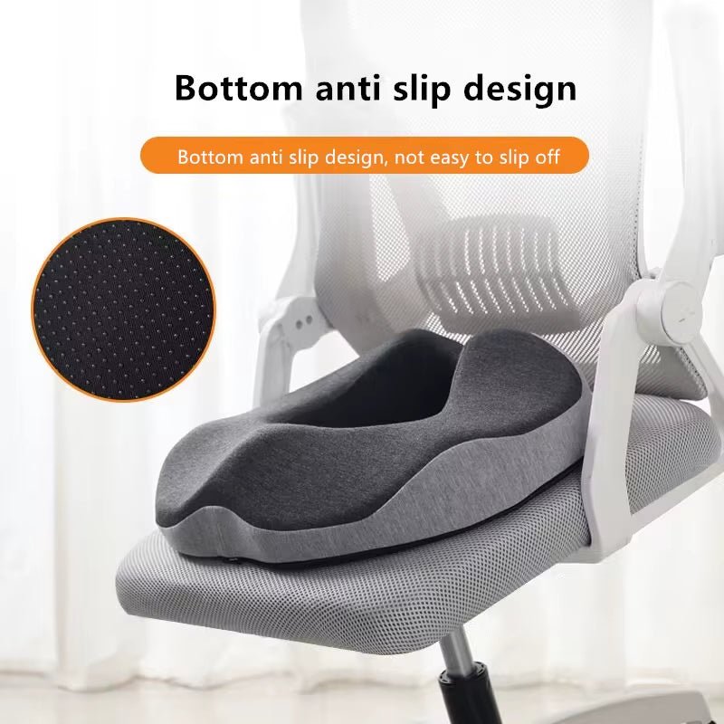 Memory Foam Seat Cushion - Non Slip - Orthopedic Prostate Cushion - FLUFFI