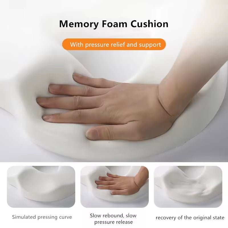 Memory Foam Seat Cushion - Non Slip - Orthopedic Prostate Cushion - FLUFFI
