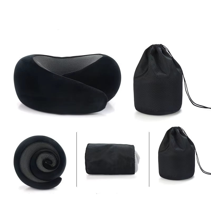 Memory Foam Travel Pillow | Provides Real Support to Head, Neck, and Chin - FLUFFI