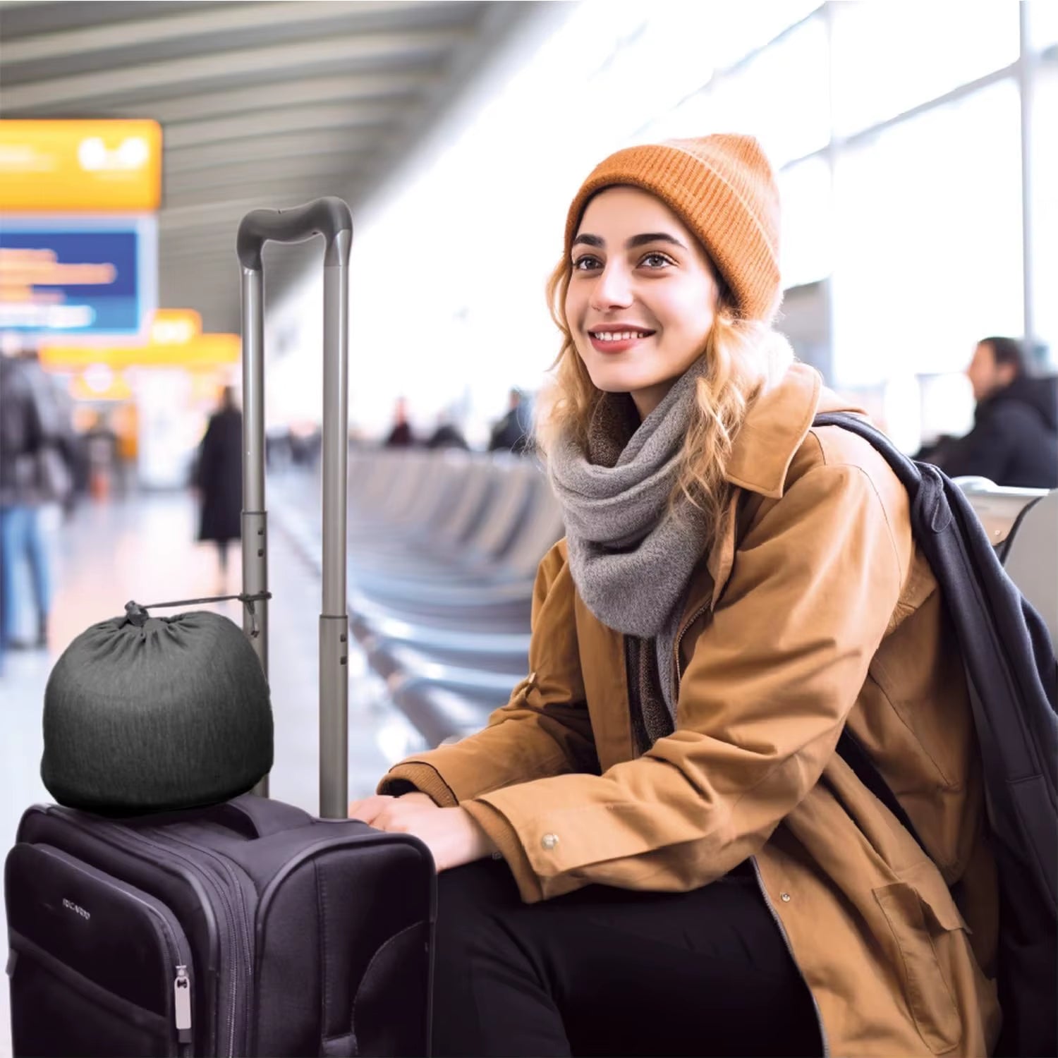 Memory Foam Travel Pillow | Provides Real Support to Head, Neck, and Chin - FLUFFI