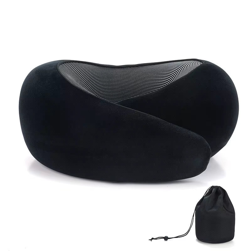 Memory Foam Travel Pillow | Provides Real Support to Head, Neck, and Chin - FLUFFI