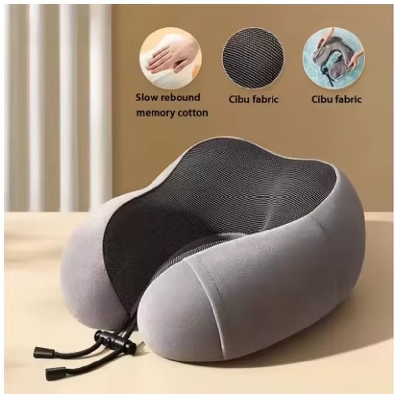 Memory Foam Travel Pillow | Provides Real Support to Head, Neck, and Chin - FLUFFI