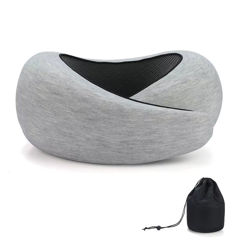 Memory Foam Travel Pillow | Provides Real Support to Head, Neck, and Chin - FLUFFI