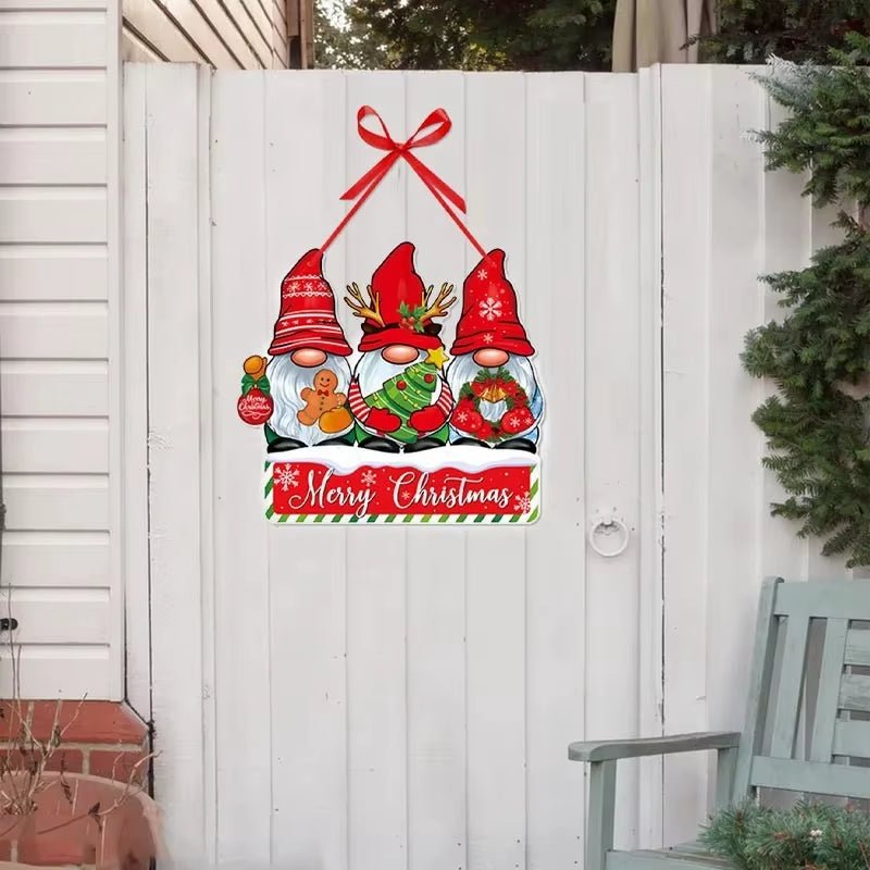 Merry Christmas Door Hanger New Year Party Pendants Xmas Tree Hanging Oranment Santa Claus Snowman Christmas Decoration for Home - FLUFFI