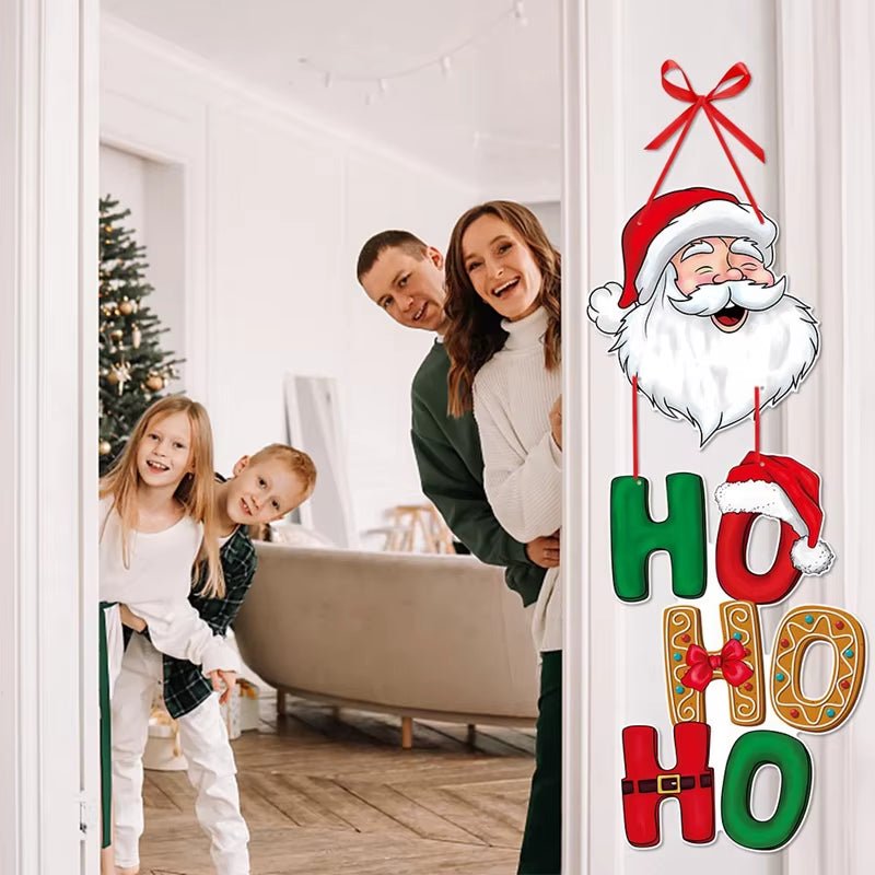 Merry Christmas Door Hanger New Year Party Pendants Xmas Tree Hanging Oranment Santa Claus Snowman Christmas Decoration for Home - FLUFFI