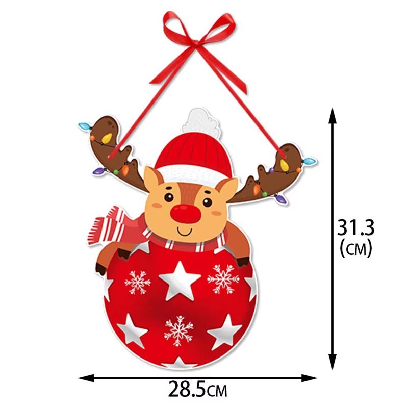 Merry Christmas Door Hanger New Year Party Pendants Xmas Tree Hanging Oranment Santa Claus Snowman Christmas Decoration for Home - FLUFFI