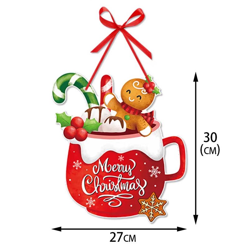 Merry Christmas Door Hanger New Year Party Pendants Xmas Tree Hanging Oranment Santa Claus Snowman Christmas Decoration for Home - FLUFFI
