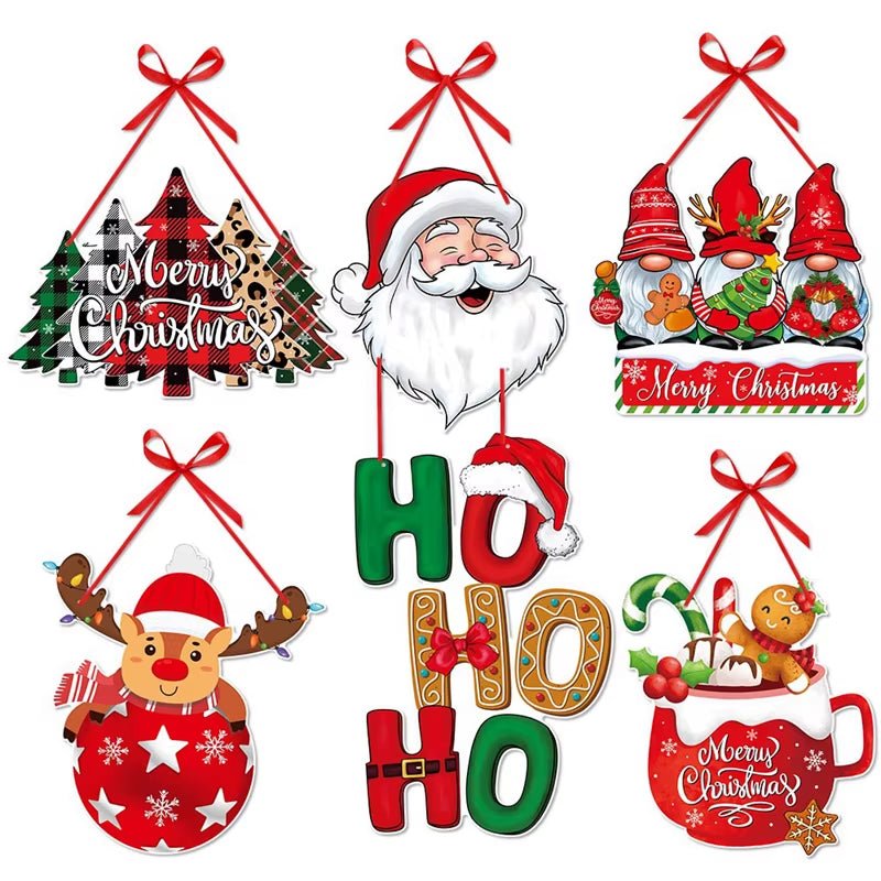Merry Christmas Door Hanger New Year Party Pendants Xmas Tree Hanging Oranment Santa Claus Snowman Christmas Decoration for Home - FLUFFI
