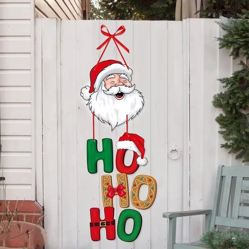 Merry Christmas Door Hanger New Year Party Pendants Xmas Tree Hanging Oranment Santa Claus Snowman Christmas Decoration for Home - FLUFFI