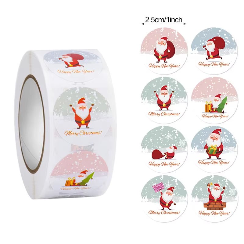 Merry Christmas Stickers Christmas Tree Elk Candy Bag Sealing Sticker Christmas Gifts Box Labels Decoration New Year 2025 - FLUFFI