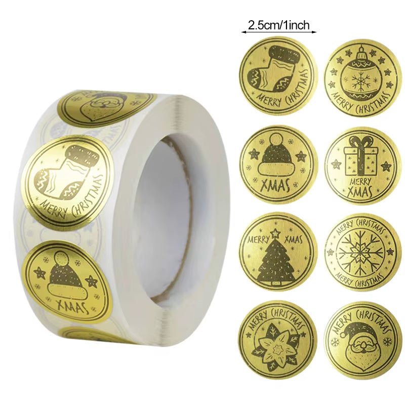 Merry Christmas Stickers Christmas Tree Elk Candy Bag Sealing Sticker Christmas Gifts Box Labels Decoration New Year 2025 - FLUFFI