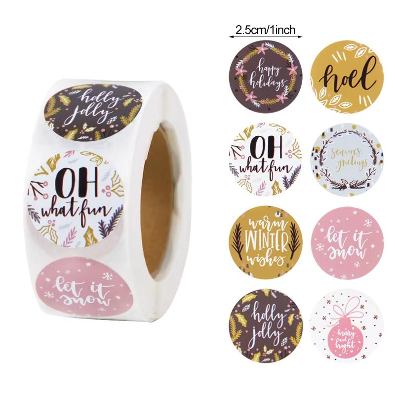Merry Christmas Stickers Christmas Tree Elk Candy Bag Sealing Sticker Christmas Gifts Box Labels Decoration New Year 2025 - FLUFFI