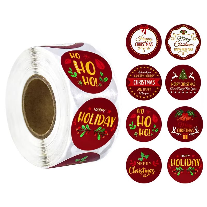 Merry Christmas Stickers Christmas Tree Elk Candy Bag Sealing Sticker Christmas Gifts Box Labels Decoration New Year 2025 - FLUFFI