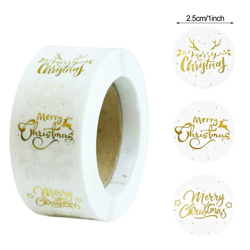 Merry Christmas Stickers Christmas Tree Elk Candy Bag Sealing Sticker Christmas Gifts Box Labels Decoration New Year 2025 - FLUFFI