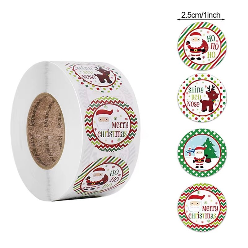 Merry Christmas Stickers Christmas Tree Elk Candy Bag Sealing Sticker Christmas Gifts Box Labels Decoration New Year 2025 - FLUFFI