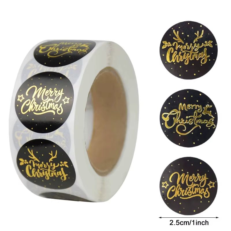 Merry Christmas Stickers Christmas Tree Elk Candy Bag Sealing Sticker Christmas Gifts Box Labels Decoration New Year 2025 - FLUFFI