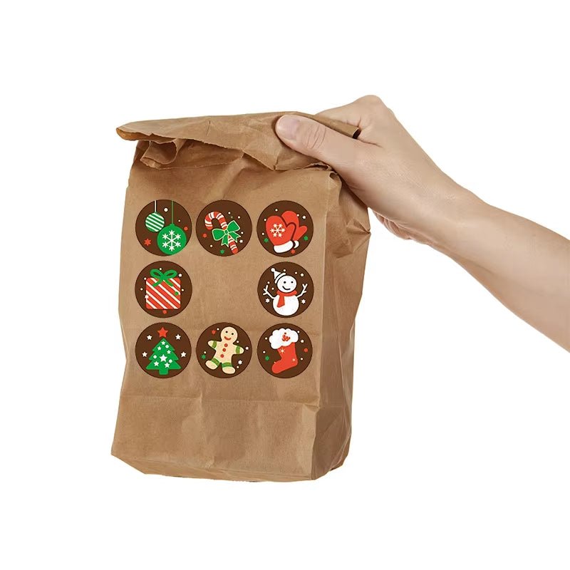 Merry Christmas Stickers Christmas Tree Elk Candy Bag Sealing Sticker Christmas Gifts Box Labels Decoration New Year 2025 - FLUFFI