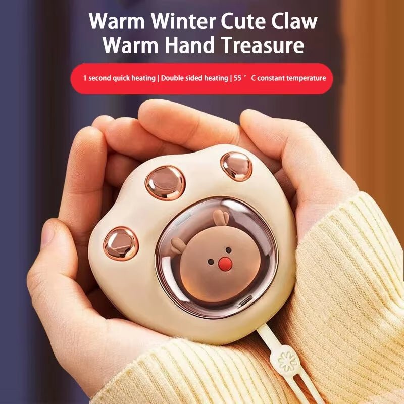 Mini Hand Warmer Mobile Power 2 in 1 Usb Charging Cute Cat Paw Pocket Hand Warmer Fast Heater Winter for Camping Office School - FLUFFI