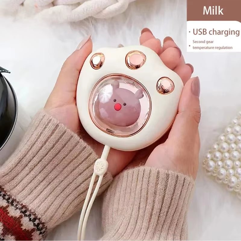 Mini Hand Warmer Mobile Power 2 in 1 Usb Charging Cute Cat Paw Pocket Hand Warmer Fast Heater Winter for Camping Office School - FLUFFI