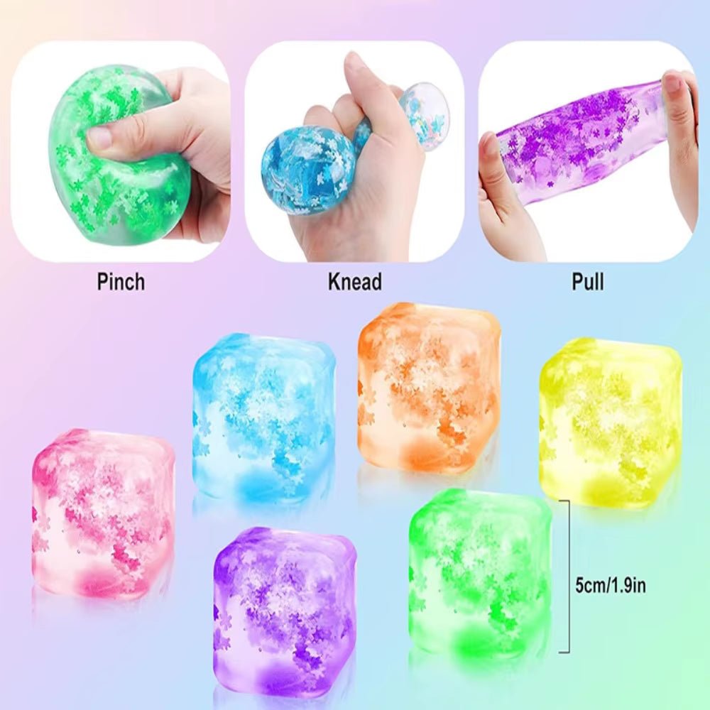 Mini Ice Cube Pinch Toy Transparent Small Ice Block Pinch Children Squeezing Toy Stress Relief Sensory Toy Birthday Gifts - FLUFFI