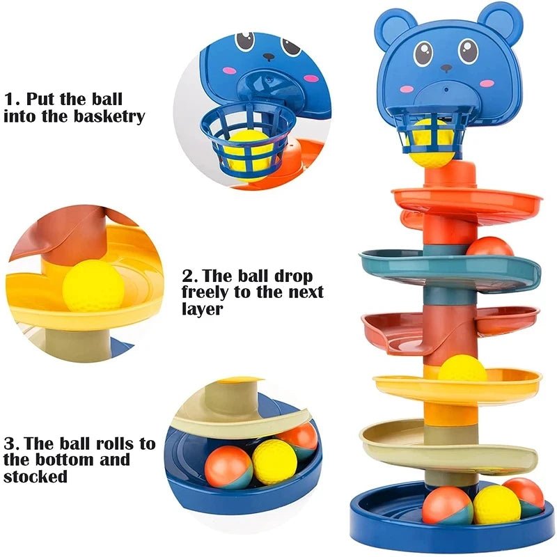 Montessori Baby Toy Rolling Ball Children Montessori Educational Games for Babies Stacking Track Baby Development Toys Children - FLUFFI