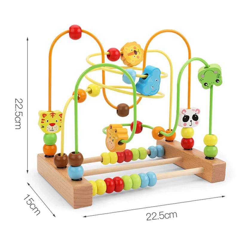 Montessori Baby Toys Wooden Roller Coaster Bead Maze Abacus Math Toys Toddler Early Educational Toys for Kids Children 1 - 3 Years - FLUFFI