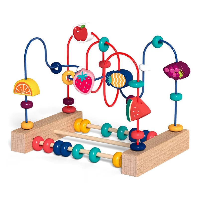 Montessori Baby Toys Wooden Roller Coaster Bead Maze Abacus Math Toys Toddler Early Educational Toys for Kids Children 1 - 3 Years - FLUFFI