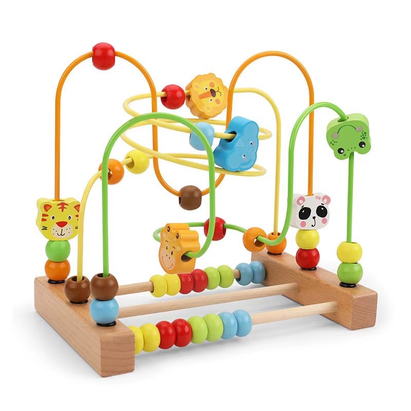 Montessori Baby Toys Wooden Roller Coaster Bead Maze Abacus Math Toys Toddler Early Educational Toys for Kids Children 1 - 3 Years - FLUFFI