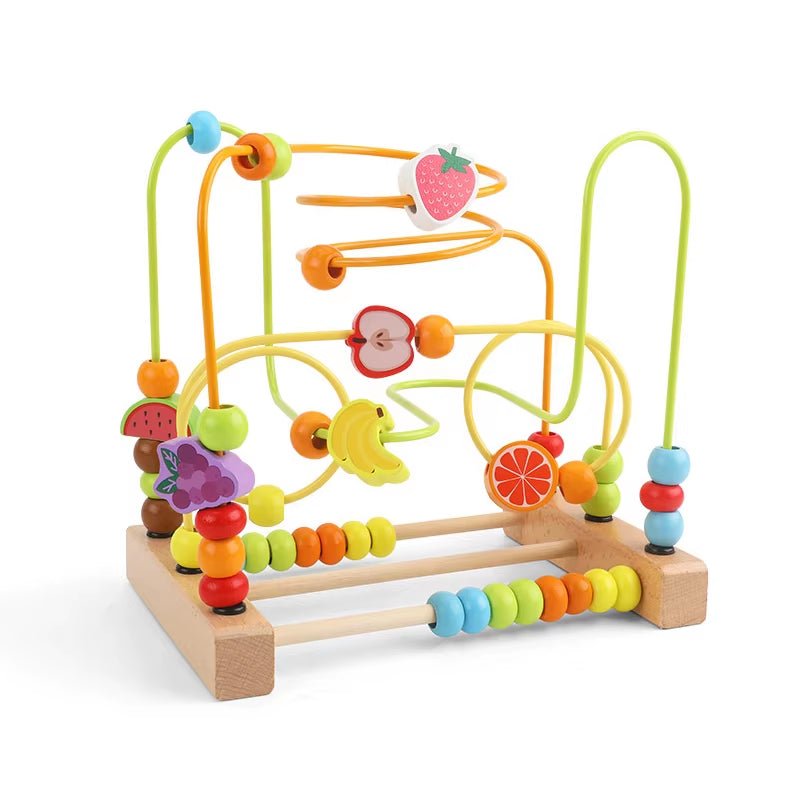 Montessori Baby Toys Wooden Roller Coaster Bead Maze Abacus Math Toys Toddler Early Educational Toys for Kids Children 1 - 3 Years - FLUFFI