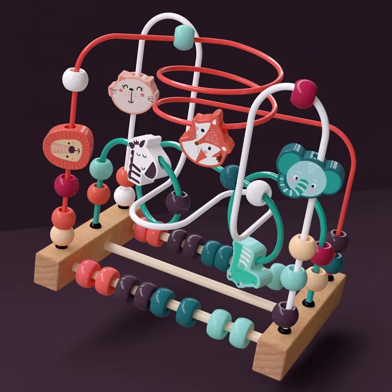 Montessori Baby Toys Wooden Roller Coaster Bead Maze Abacus Math Toys Toddler Early Educational Toys for Kids Children 1 - 3 Years - FLUFFI