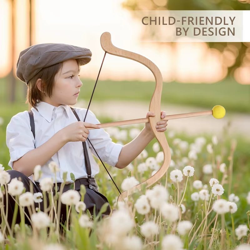 Montessori Bow and Arrows for Children Wooden Indoor Outdoor Shooting Game Toy Set Kids Soft Ball Archery Set Hunting Sport Gift - FLUFFI