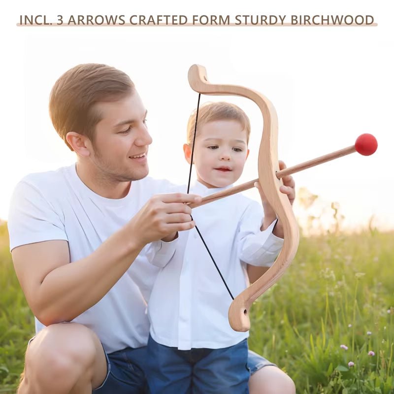 Montessori Bow and Arrows for Children Wooden Indoor Outdoor Shooting Game Toy Set Kids Soft Ball Archery Set Hunting Sport Gift - FLUFFI