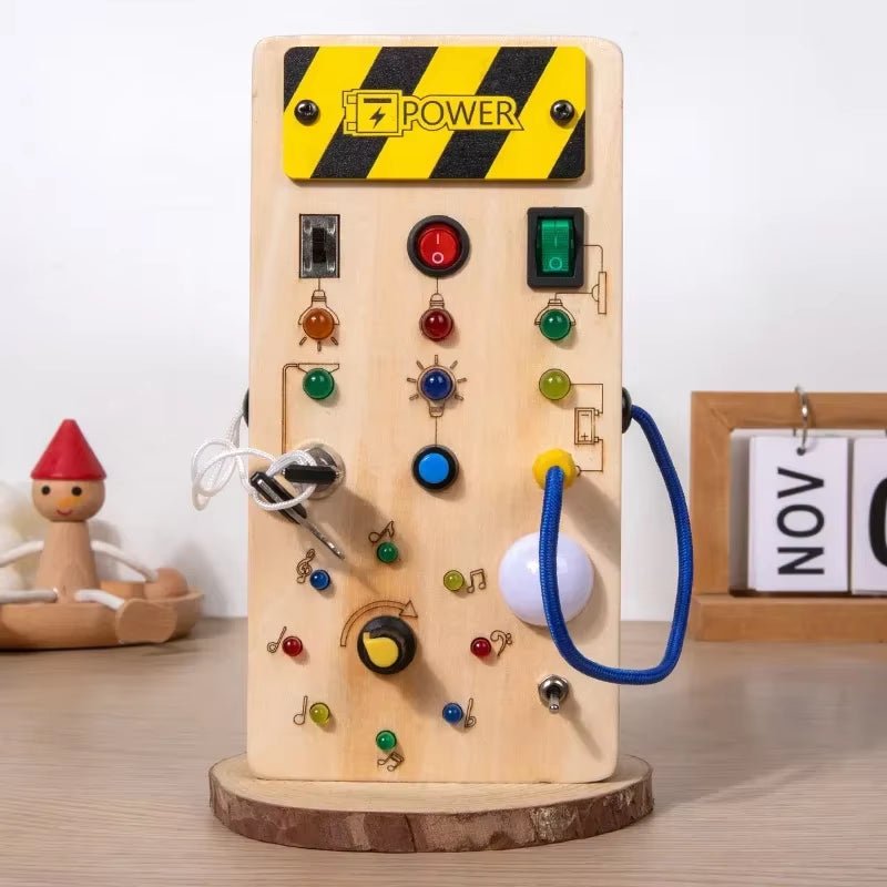 Montessori Busy Board - Sensory Toys - Wooden with LED Light - FLUFFI