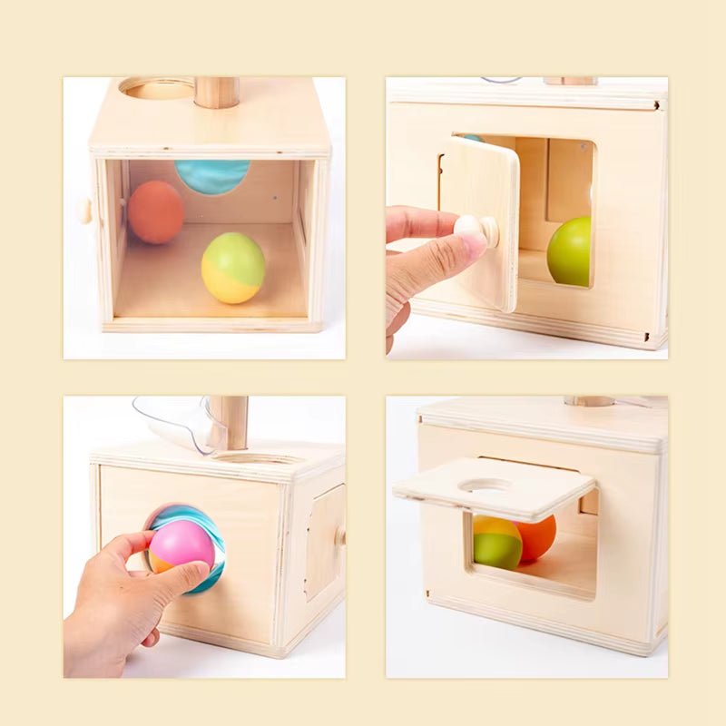 Montessori Toys Baby Early Education Puzzle Rotating Track Rolling Ball Sliding Ball Wooden Tower Toy Set 0 - 3 Years Old - FLUFFI