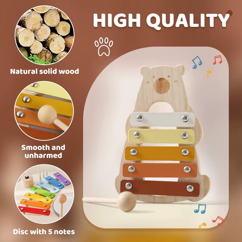 Montessori Toys Baby Music Toys Musical Instrument Wooden Educational Toys Baby 0 3 Years Toys Bear Xylophone Children Toys - FLUFFI