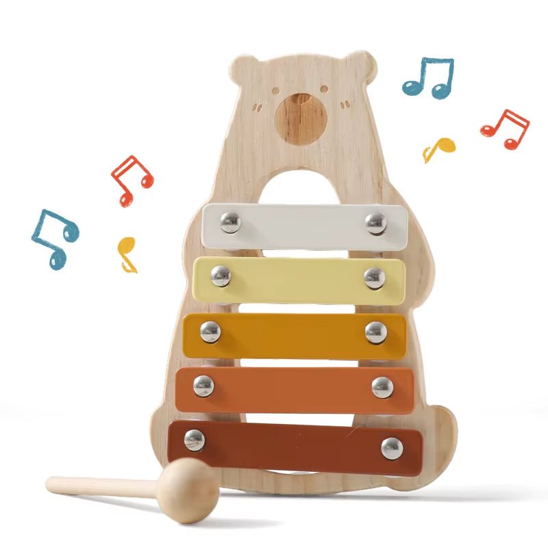 Montessori Toys Baby Music Toys Musical Instrument Wooden Educational Toys Baby 0 3 Years Toys Bear Xylophone Children Toys - FLUFFI