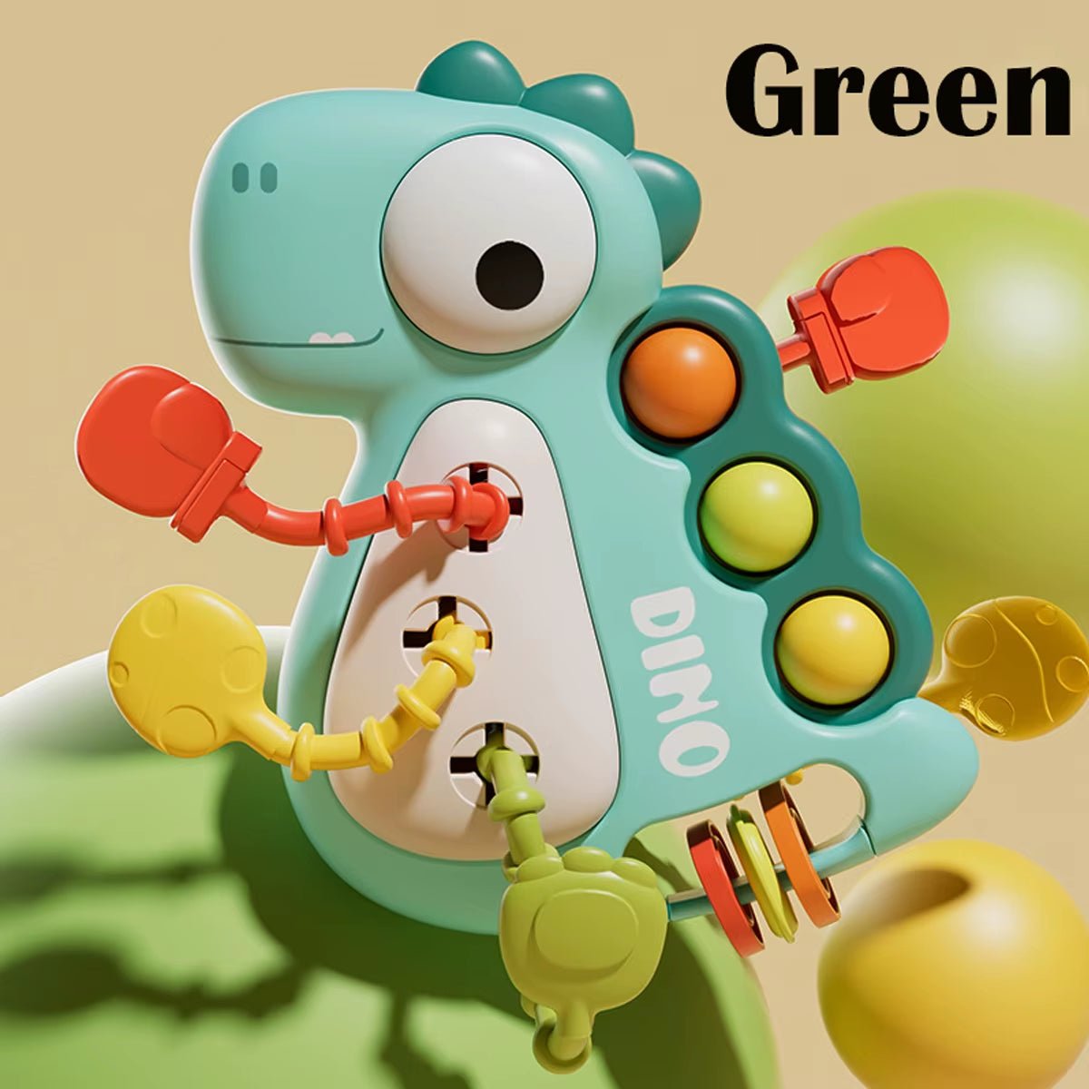 Montessori Toys for Baby,Dinosaur Pull String Toy for Infant,Sensory Teething - FLUFFI
