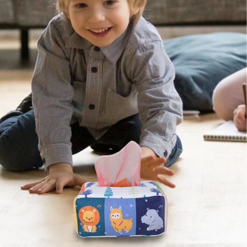 Montessori Toys Magic Tissue Box Baby Educational Learning Activity Sensory Toy for Kids Finger Exercise Busy Board Baby Game - FLUFFI