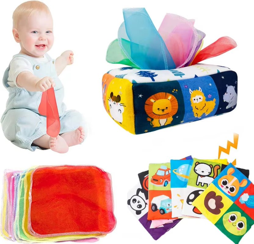 Montessori Toys Magic Tissue Box Baby Educational Learning Activity Sensory Toy for Kids Finger Exercise Busy Board Baby Game - FLUFFI
