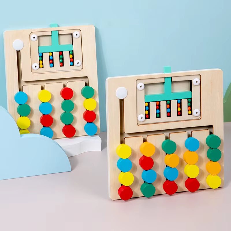 Montessori Wooden Color Matching Puzzles, Logic Game,Thinking Training Enlightenment Hand - Eye Coordination Early Educational Toy - FLUFFI