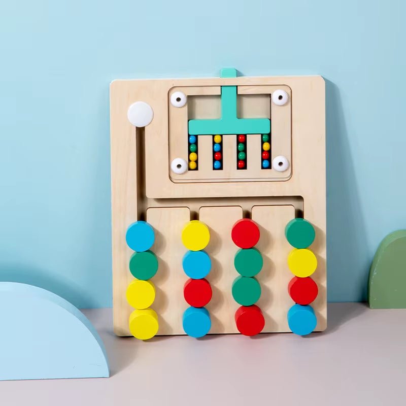 Montessori Wooden Color Matching Puzzles, Logic Game,Thinking Training Enlightenment Hand - Eye Coordination Early Educational Toy - FLUFFI