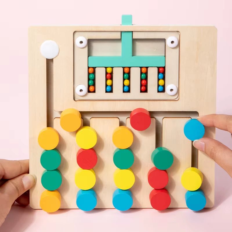 Montessori Wooden Color Matching Puzzles, Logic Game,Thinking Training Enlightenment Hand - Eye Coordination Early Educational Toy - FLUFFI