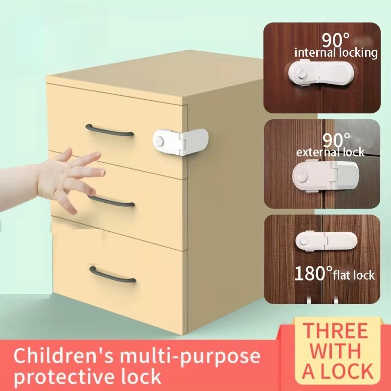 Multi - Use Adhesive Straps Locks Childproofing Baby Proofing Cabinet Latches for Drawers Fridge Door Oven Window No Drilling - FLUFFI
