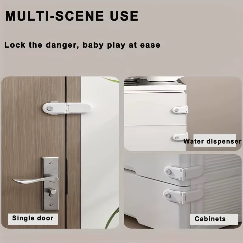 Multi - Use Adhesive Straps Locks Childproofing Baby Proofing Cabinet Latches for Drawers Fridge Door Oven Window No Drilling - FLUFFI