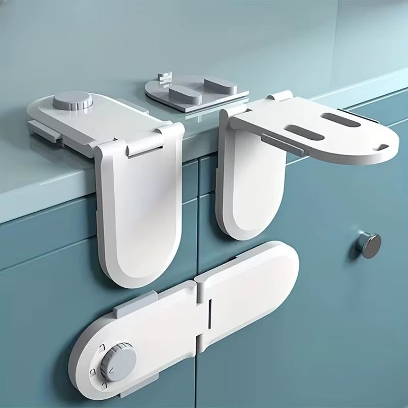 Multi - Use Adhesive Straps Locks Childproofing Baby Proofing Cabinet Latches for Drawers Fridge Door Oven Window No Drilling - FLUFFI